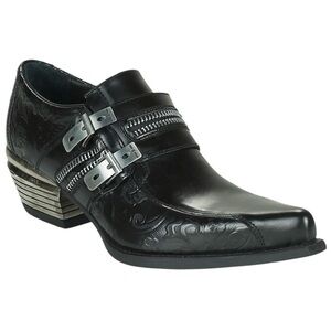 New Rock M-WST002-S1 Dallas Leather Ankle Boots Size 47 Black Silver‎ Zip Buckle
